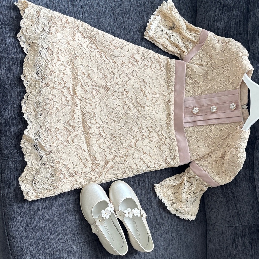 Elegant Lace Dress with Floral Accents